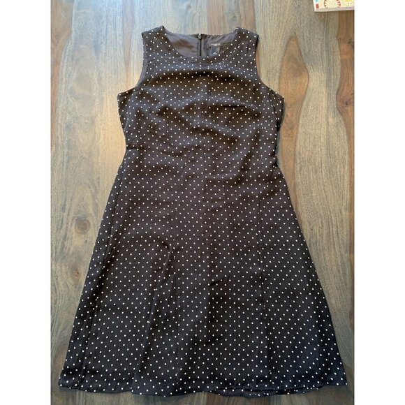 Black/White Polka Dot Dress Size 8 Petite Ann Taylor LBD Little Black Dress - Picture 1 of 11